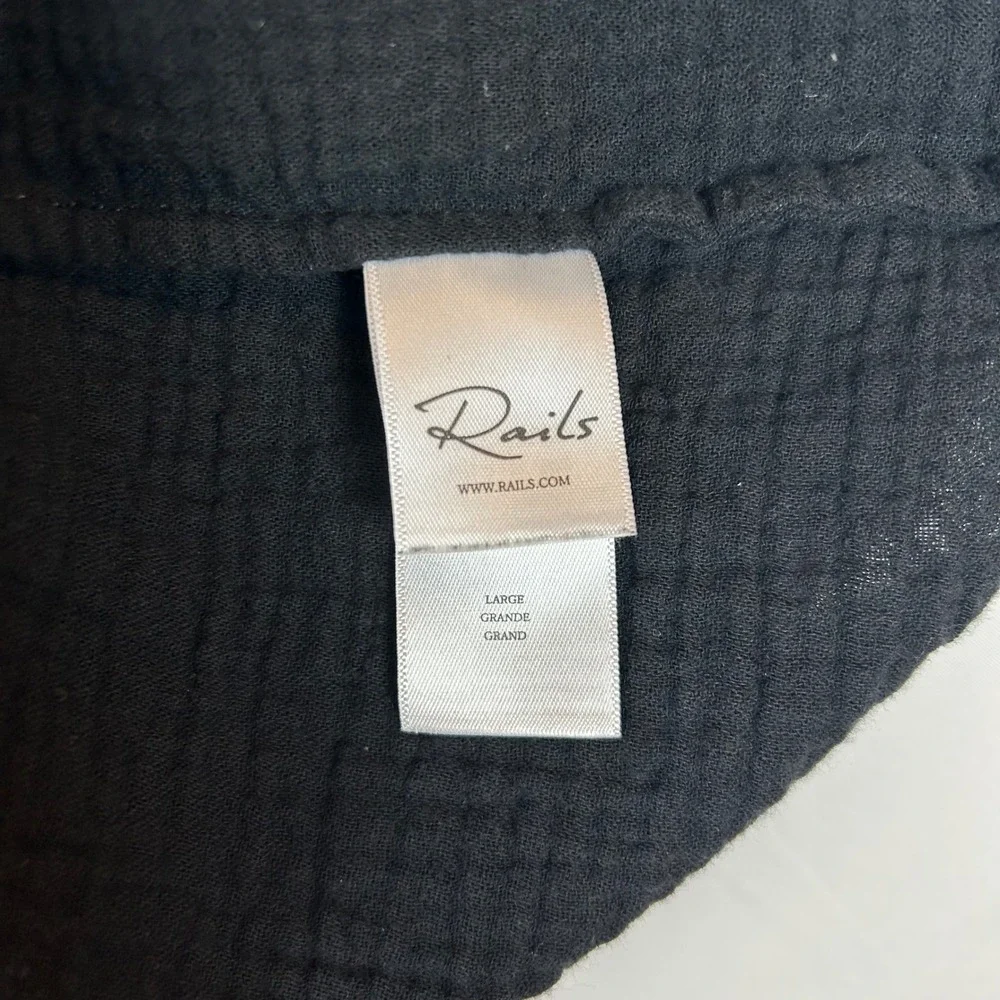 Rails Everdeen Black Cotton Gauze Mini Dress Square Neck Flutter Sleeve L - Picture 5 of 13